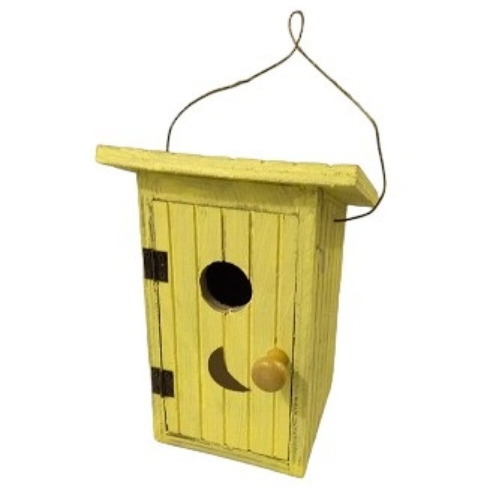 Fun Yellow Outhouse Birdhouse